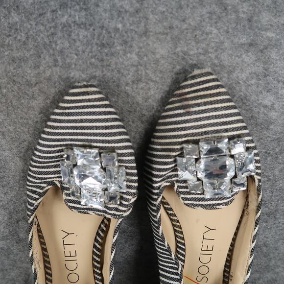 Sole Society Shoes Womens 6.5 Flats Pointed Toe Embellished Stripes Slip On - Picture 7 of 13